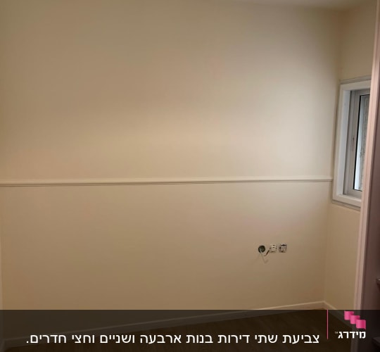 קיר צבוע בצבע בהיר עם קרניז לבן